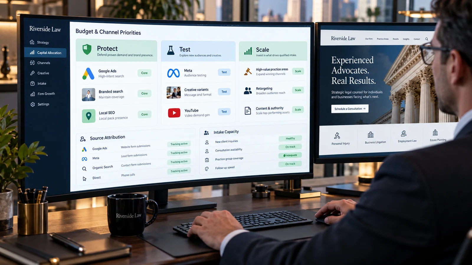 Conceptual digital workspace for law firm marketing audit